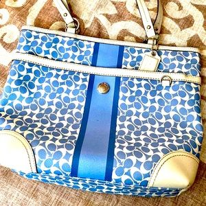 Blue and white Coach bag